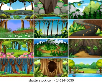 Empty, blank landscape nature scenes illustration