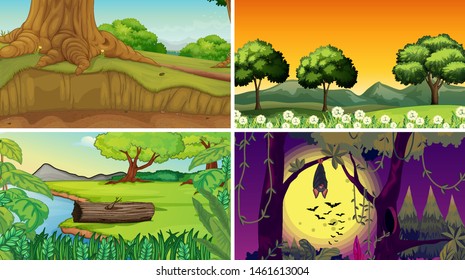 Empty, blank landscape nature scenes illustration