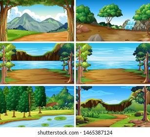 Empty, blank landscape nature scenes illustration