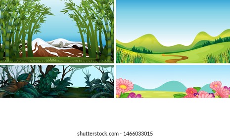 Empty, blank landscape nature scenes illustration