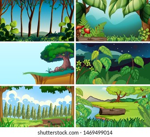 Empty, blank landscape nature scenes illustration
