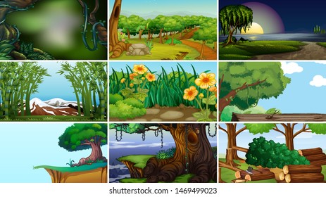 Empty, blank landscape nature scenes illustration