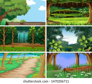 Empty, blank landscape nature scenes illustration