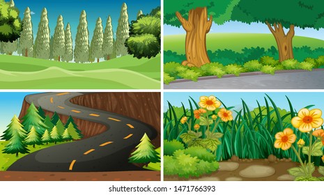 Empty, blank landscape nature scenes illustration