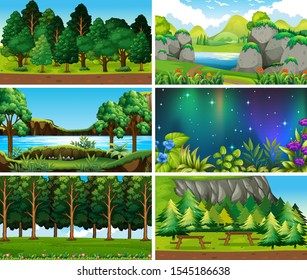 Ilustración de escenas paisajísticas vacías y en blanco