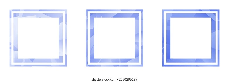 Empty blank modern frame set for social media content or announcement. Square design blank business style borders in blue.