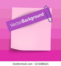 empty blank note paper with clip, divorced single sheet of paper color vector flat icon