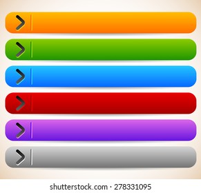 empty, blank oblong, long horizontal buttons, banners with arrows. vector