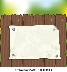 Empty blank on the wooden background with the space for your text.