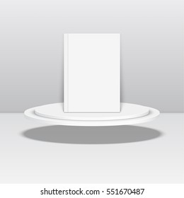 Empty blank oval hovering on the podium. Vector pedestal. Magazine, book, brochure, flyer, a4 letterhead, folder leaflet booklet