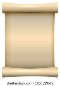 Empty blank paper scroll papyrus isolated on white. Vector cartoon illustration