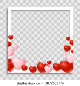 Empty Blank Photo Frame with Hearts Template for Media Post  in Social Network. Vector Illustration EPS10