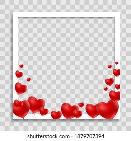 Empty Blank Photo Frame with Hearts Template for Media Post  in Social Network. Vector Illustration EPS10
