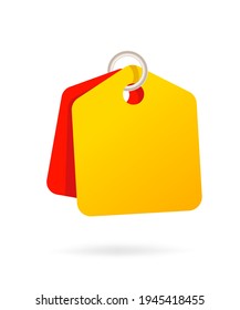 Etiqueta de precio vacía colgada en la plantilla de anillo distintivo amarillo