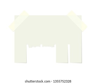 Empty blank sheet paper advertising with tear-off cut slips. Information banner isolated on white background, illustration.