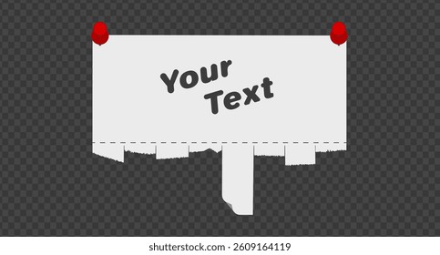 Empty blank sheet paper advertising. Tear-off ads. Street signs with shadow. Tear off stripes. Street advertisement	
