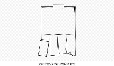 Empty blank sheet paper advertising outline. Tear-off ads. Doodle street signs. Tear off stripes. Street advertisement