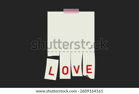 Empty blank sheet paper advertising. Search love. Tear-off ads. Street signs with adhensive tape. Tear off stripes. Street advertisement	