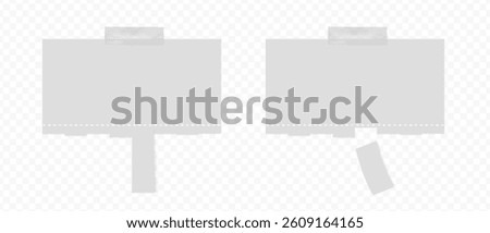 Empty blank sheet paper advertising. Tear-off ads. Street signs with adhesive tape. Tear off stripes. Street advertisement	
