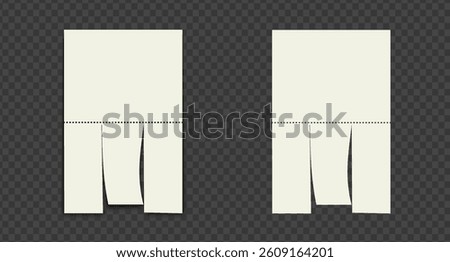 Empty blank sheet paper advertising. Tear-off ads. Street signs with push pin. Tear off stripes. Street advertisement	
