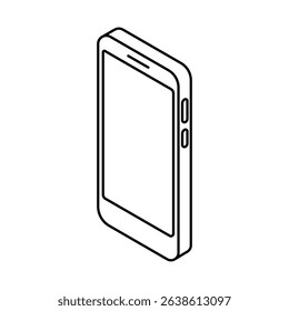 Empty blank smartphone front view – Isometric vector icon. Editable stroke.