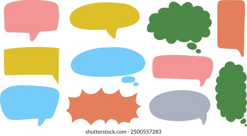 Empty blank speech bubbles. Talk bubble box. Carton clouds isolated. Speak ballon on white background. Communication, dialog, feedback  symbols.