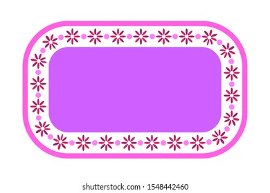 Empty blank vintage frame, romantic old style text box, floral border frame, isolated on white background, vector illustration.