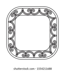 Empty blank vintage frame, romantic old style square text box with calligraphic design elements, outlined, detailed, black isolated on white background, vector illustration.