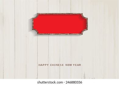 Empty blank wood frame chinese style for place text, happy chinese new year, eps vector.