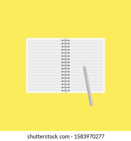 empty blocknote with pen flat design vector illustration