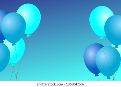 Empty Blue background with Ballon Decoration on the side 