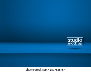Empty  blue background for product display. Vector abstract volume mock up stage studio table room.