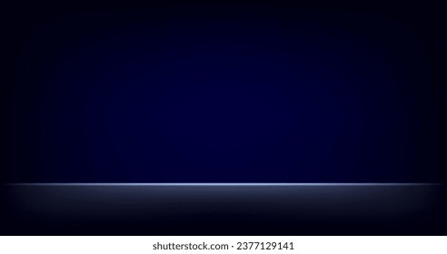 Empty blue and black studio room background. Empty dark room. Space for selling products on the website. Vector illustration.