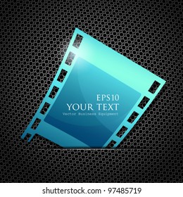 Empty blue camera film roll, vector illustration
