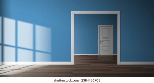 interior de la habitación en color negro vacío con luz de la ventana de la ventana de la puerta abierta