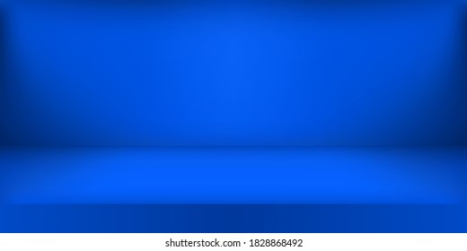 Empty blue color studio. Room background, product display with copy space for display of content design. Vector illustration