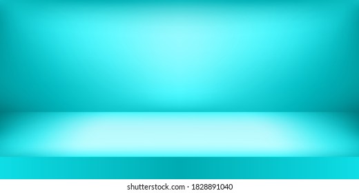 Empty blue color studio. Room background, product display with copy space for display of content design. Vector illustration