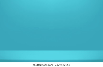 Leere blaue Studiohintergrund. Grafikdesign. Leeres Zimmer mit Licht-Effekt. Vektorgrafik.
