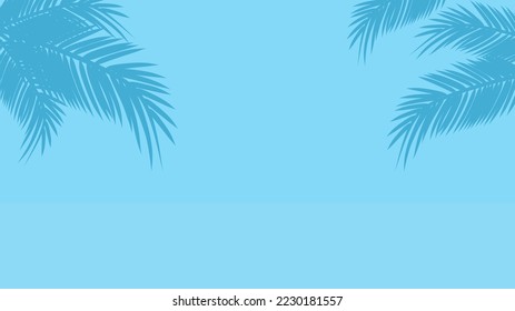 Empty blue palm silhouettes wall background. for sale online store present tropical summer beach