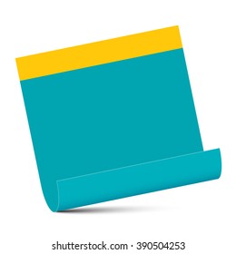 Empty Blue Paper with Yellow Edge Isolated on White Background