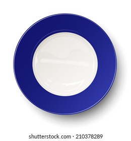 Empty blue plate isolated on white background