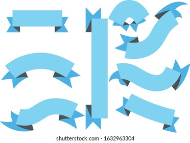 Empty blue ribbons on white background.