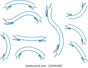Empty blue ribbons on white background.