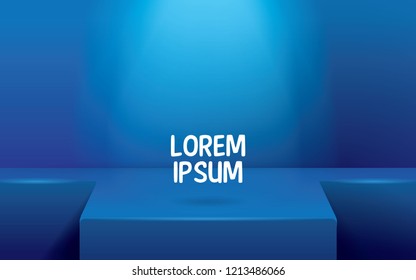 Empty blue room background vector, product display of content design.