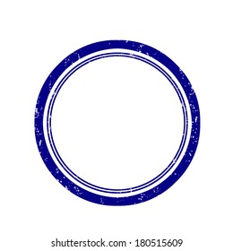 Empty blue round grunge stamp, vector illustration 