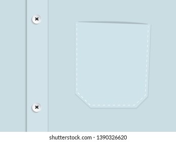 Empty blue shirt pocket, minimalistic vector
