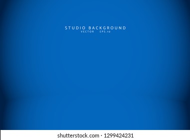 Empty blue studio room Backdrop. Light interior with copyspace for your creative project . Vector illustration EPS 10