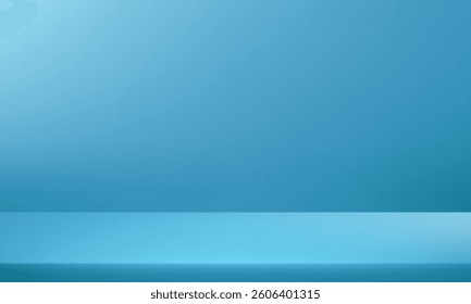 Empty blue studio room background. Space for selling products on the website. Vector illustration.
