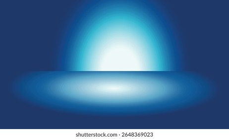 Empty blue studio room background with light glow for product display vector illustration