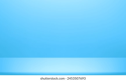 Empty Blue studio room. Banner for advertise product on website. Minimal scene. Stage showcase, product layout. Vector illustration.